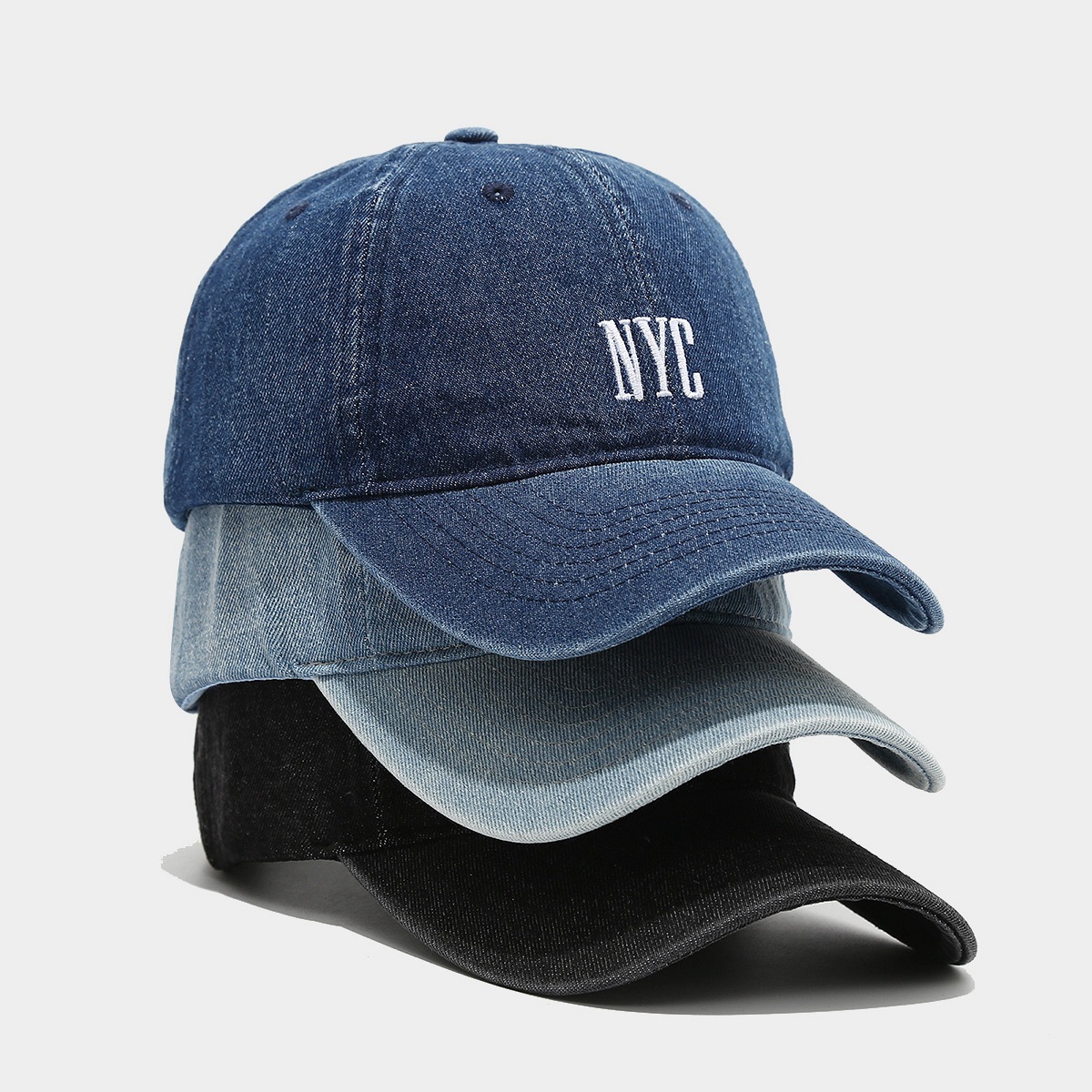 American Retro Denim Alphabet Peaked Cap - Image 7