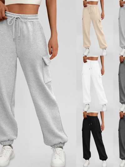 Women's Sweatpants Fleece Lined Baggy Athletic Jogger Trousers With Pockets Fall Casual Trendy Cargo Pants Fall Outfits