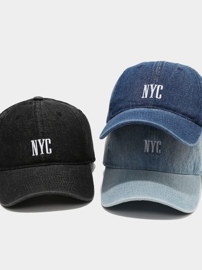 American Retro Denim Alphabet Peaked Cap