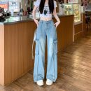Figure-flattering Straight-leg Floor-length Pants With Large Pocketsversatile And Easy To Style