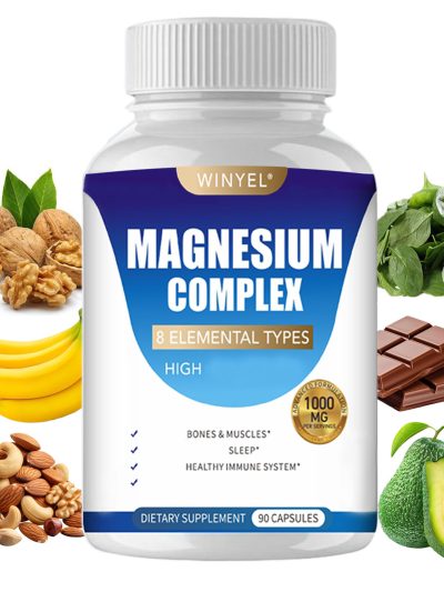 MAGNESIUM COMPLEX Wellness Capsules With Malate & Glycinate And 8 ELEMENTAL MAGNESIUM, Supports Health 90 Capsules, Dietary Supplement.