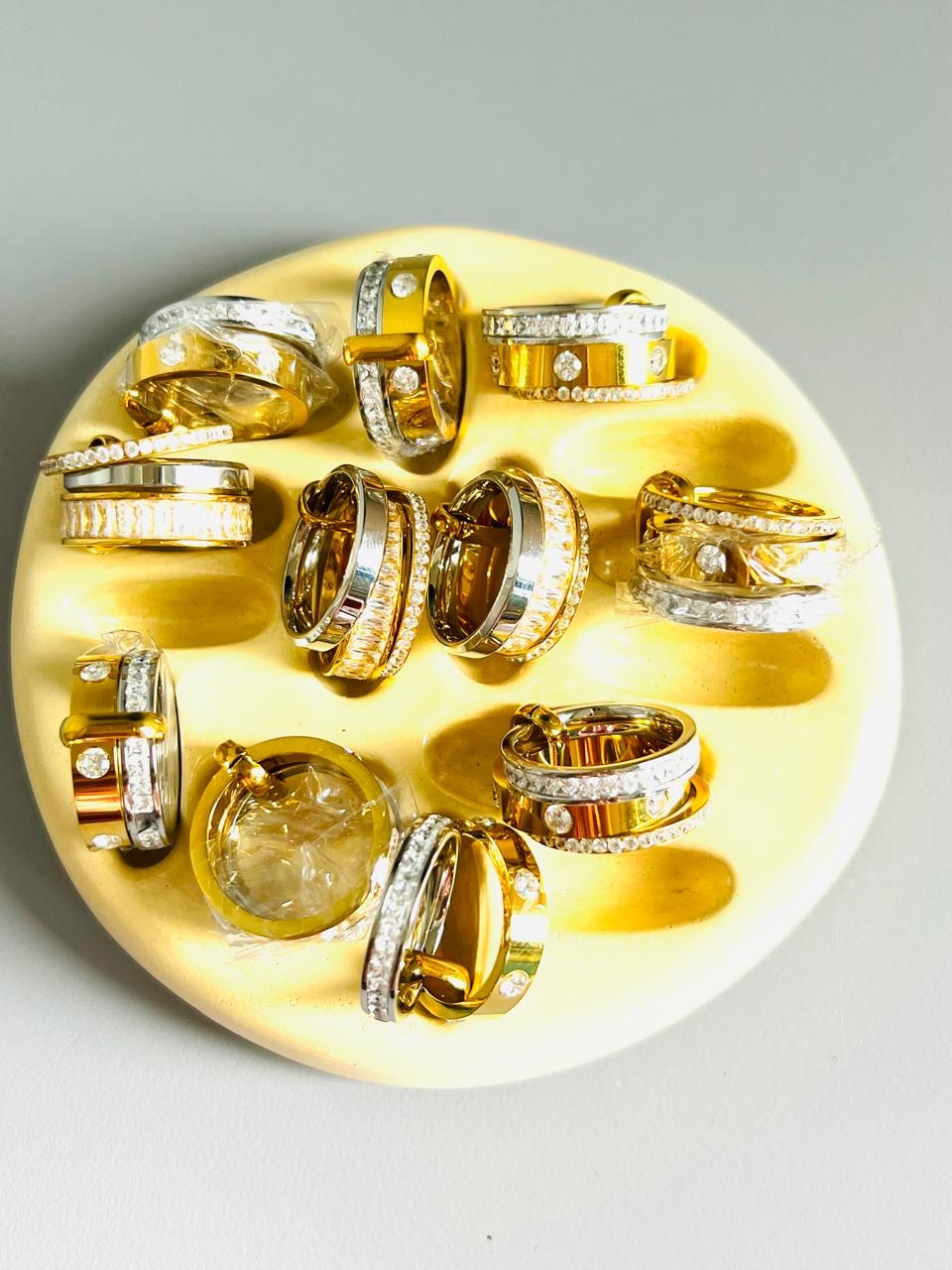 Dual Tone Buckle Spinner Stack Rings - Image 2