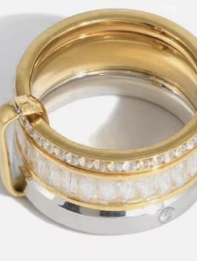 Dual Tone Buckle Spinner Stack Rings